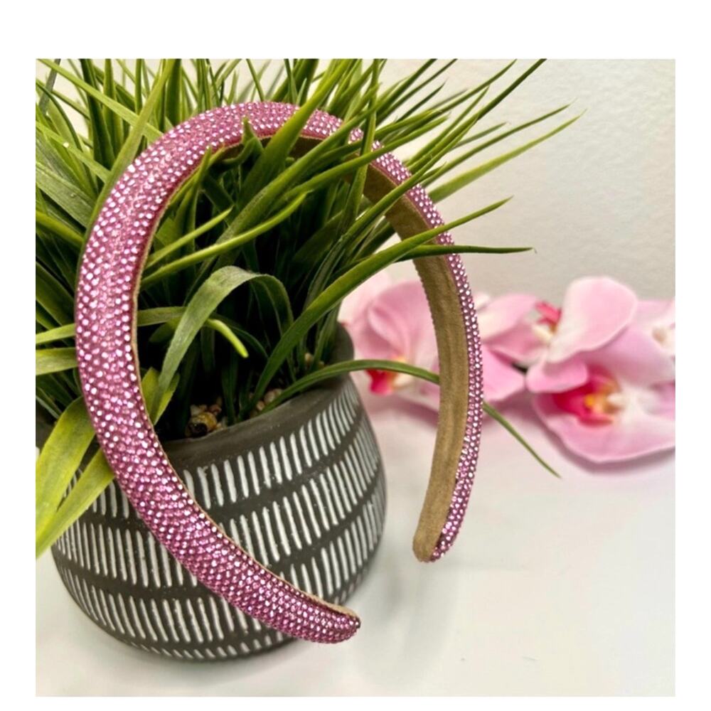 NWOT Pink Rhinestone Headband Padded Crystal Glam Statement Hairband